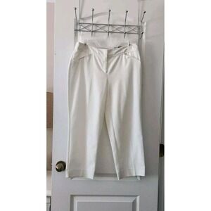 Rafaella Women's Curvy Slim Capri White High-Rise Stretch Pockets‎ Cotton Size 6